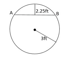 What is the length of chord AB ? A. 5.5 ft B. 6.1 ft C. 6.25 ft D. 5.8 ft-example-1