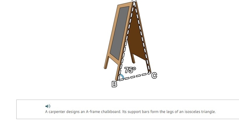 If the measure of base angle ABC is 75°, what is m∠BAC? A) 15° B) 30° C) 75° D) 105°-example-1