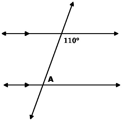 What is the measure on angle A? - 110 -70 250 55-example-1