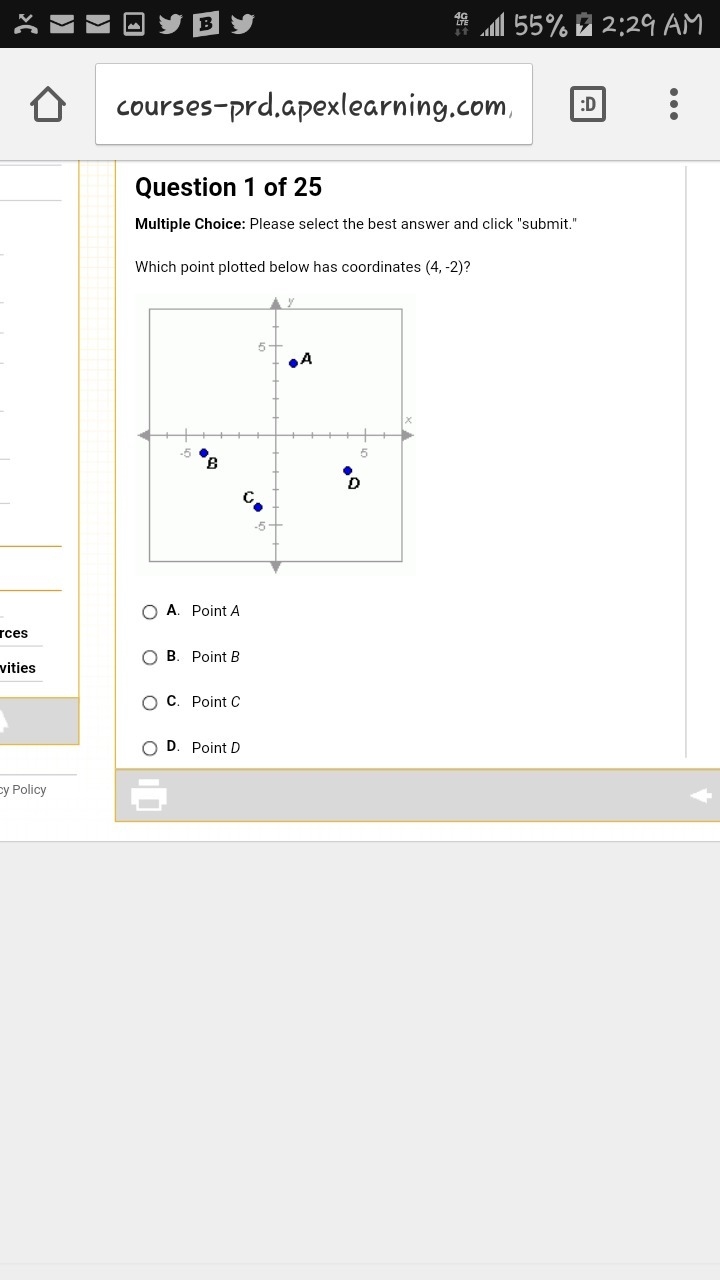 Which point plotted below has coordinates (4, -2)?-example-1