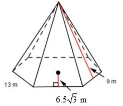 Find the surface area of the regular pyramid shown to the nearest whole number. The-example-1