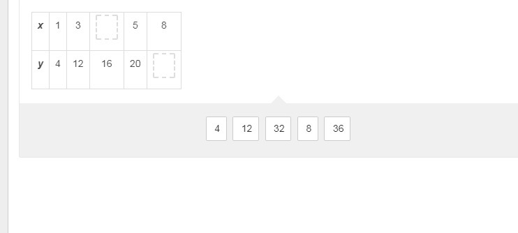 Drag and drop numbers into the boxes so that the paired values are in a proportional-example-1