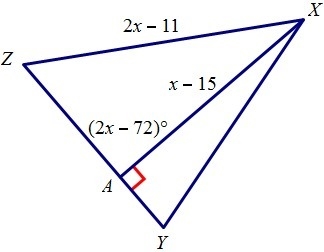 If line XA is an altitude of triangle XYZ, find XA-example-1