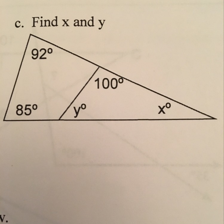 How to find x and y using the triangle sum theorem-example-1