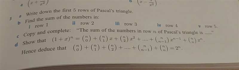 Binomial Expansion/Pascal's triangle. Please help with all of number 5.-example-1