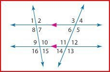 in the figure, the measure of Angle 8 = 96 and the measure of Angle 12 =42. Find the-example-1