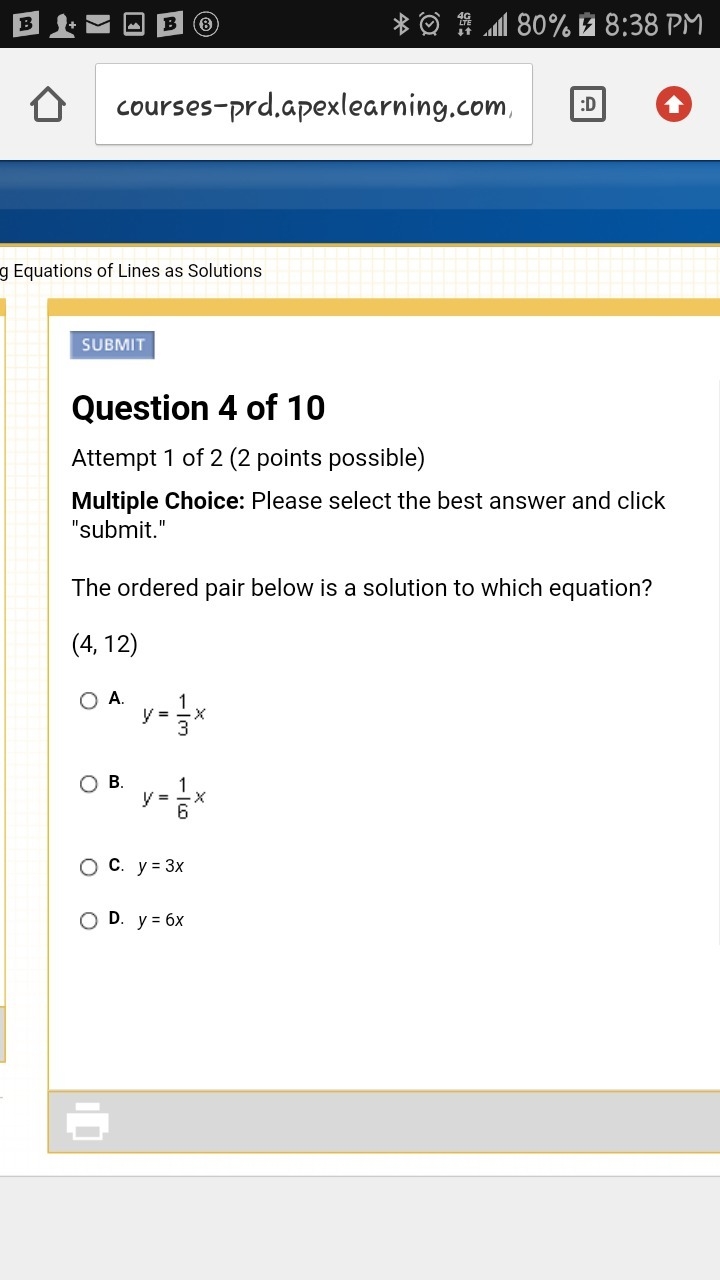 The ordered pair below is a solution to which equation?-example-1