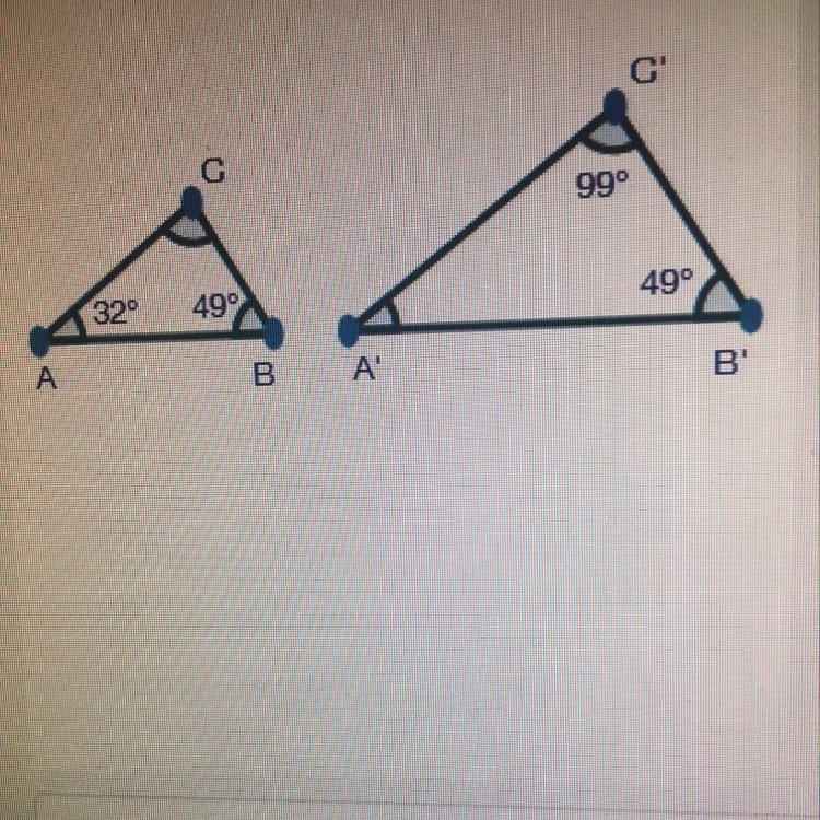 How can the angle-angle similarity postulate be used to prove the two triangles are-example-1