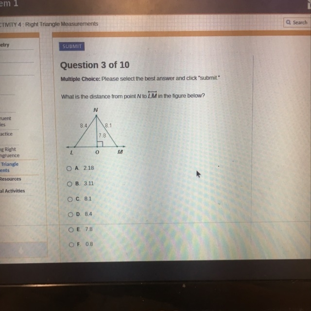 What's is the distance from point N to LM?-example-1