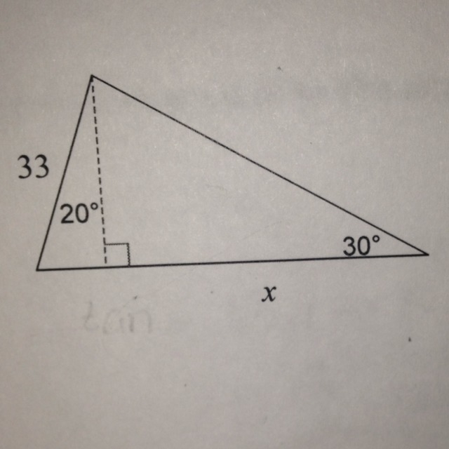 Find the side length labeled x, round intermediate values to the nearest tenth-example-1