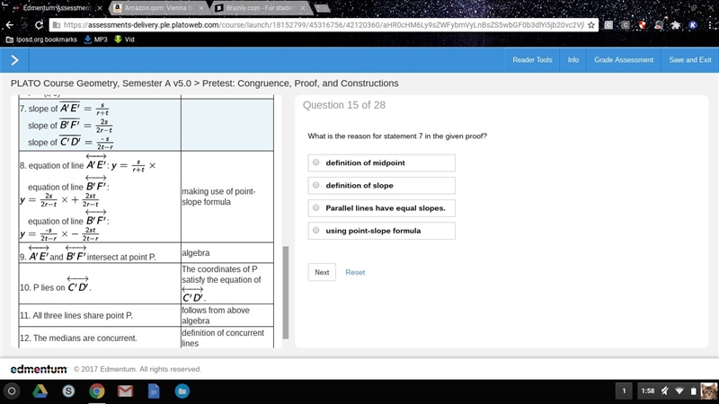 What is the reason for statement 7 in the given proof? definition of midpoint definition-example-3