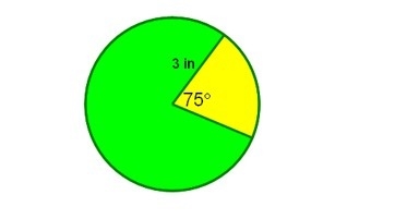 Determine the area of the green sector and yellow sector.-example-1