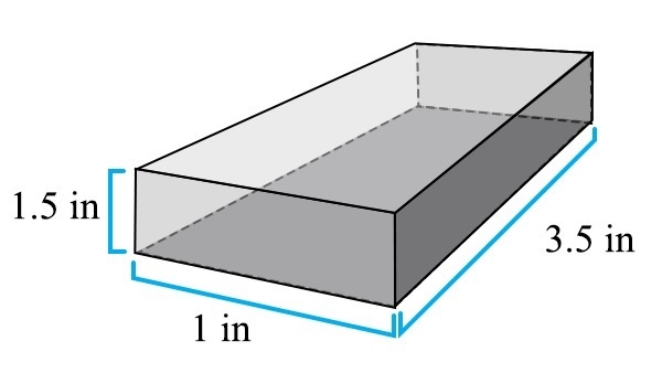 What is the volume of the rectangular prism? A) 2.1 in3 B) 5.25 in3 C) 21 in3 D) 42 in-example-1