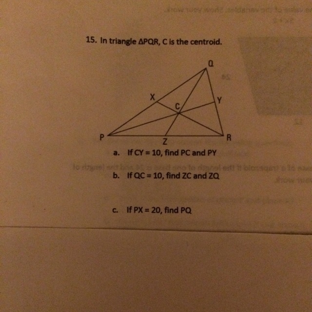 In triangle PQR, C is the centroid.-example-1