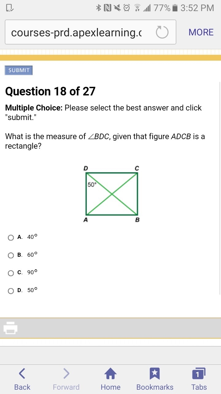 What is the measure of BDC, given that figure ADCB is a rectangle?-example-1