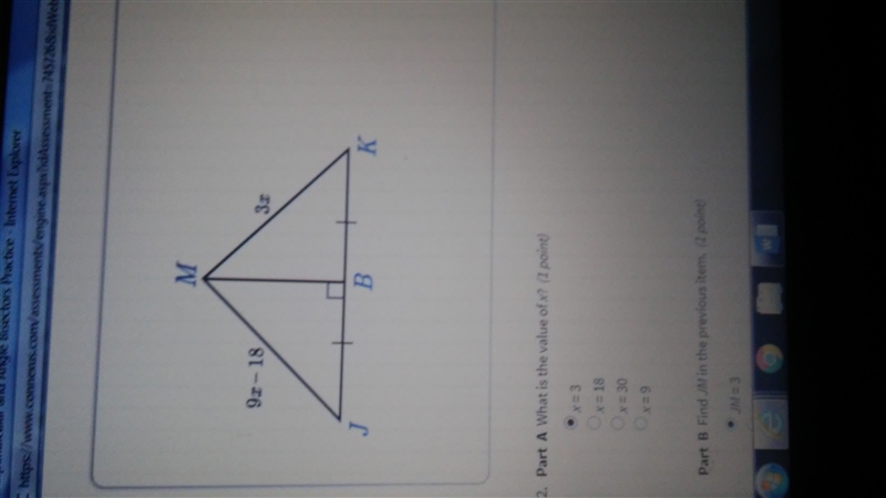 PLEASE HELP, GEOMETRY. PICTURE ATTACHED Part A what is the value of x? Part B find-example-1