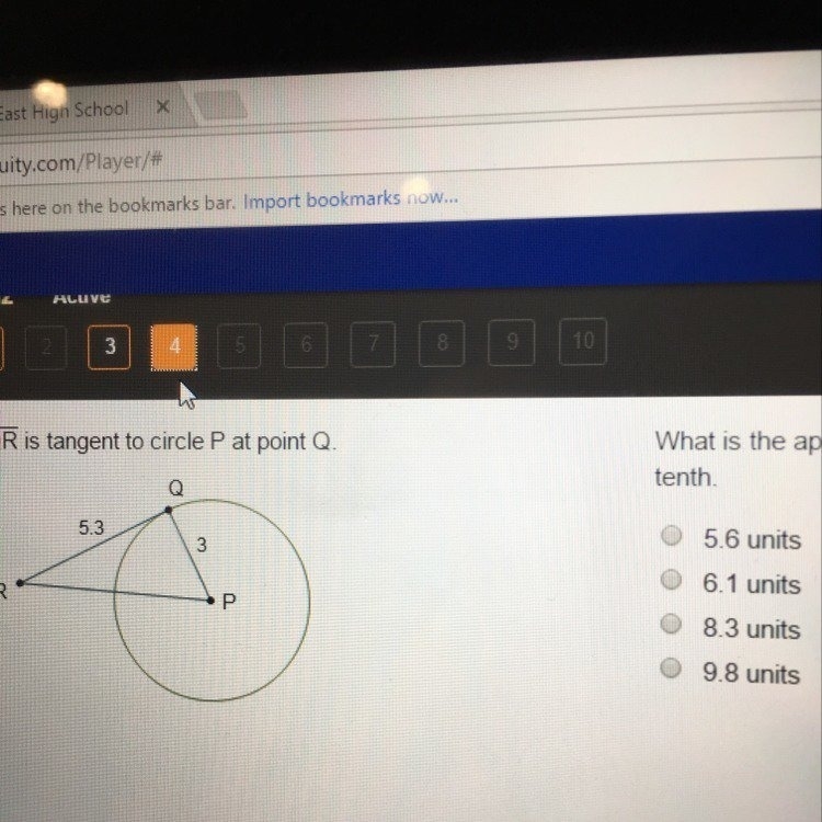 What is the approximate length of RP? Round to the nearest tenth.-example-1