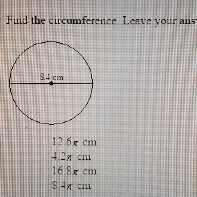 Find the circumference. Leave your answer in terms of Pi-example-1