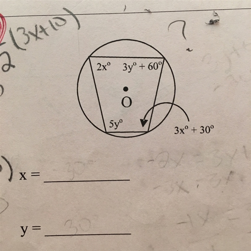 How do I solve this? What would x and y equal? Help, thanks!-example-1