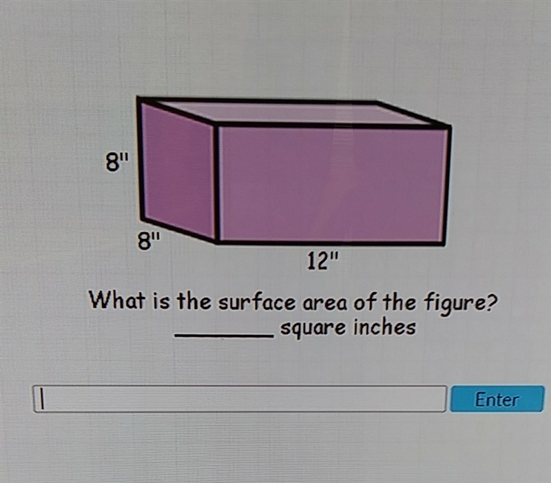 What is the surface area of the figure 8" 8" 12"-example-1