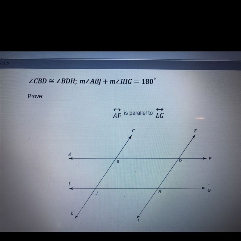 Prove that in the following diagram the lines of traffic are parallel-example-1