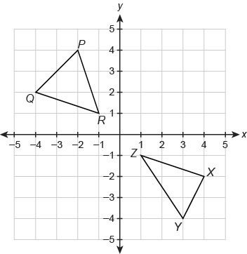 Which statement best explains whether △PQR is congruent to △XYZ? △PQR ​ is congruent-example-1