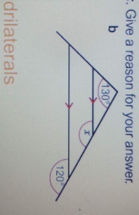 Work out angle x. Give reasons for your answer-example-1