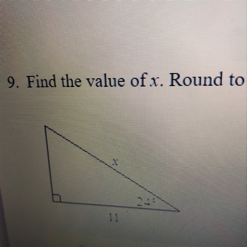 Help. 9. Find the value of x. Round to nearest tenth.-example-1