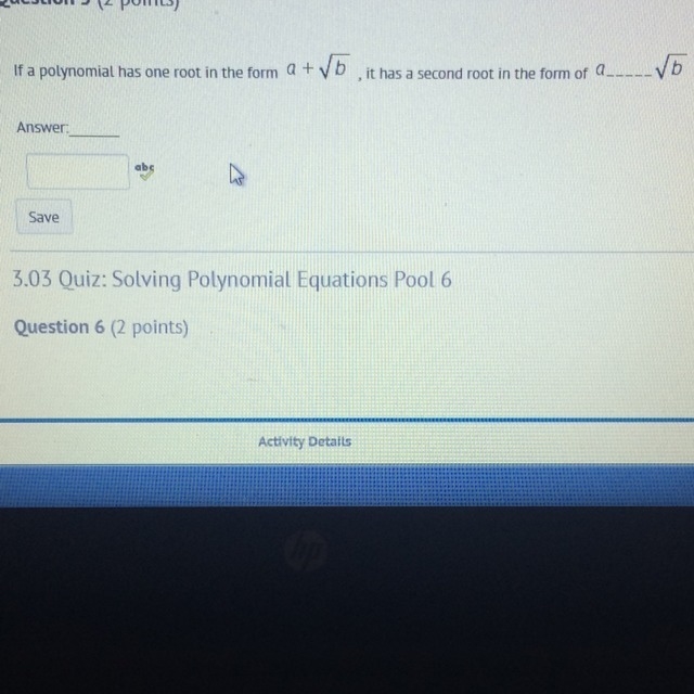 I think it's a-b squared. Am I right? How would I type that in the answer box? Would-example-1