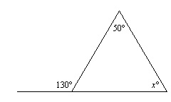 Find the value of x. The diagram is not to scale. a. 50 b. 100 c. 140 d. 80-example-1