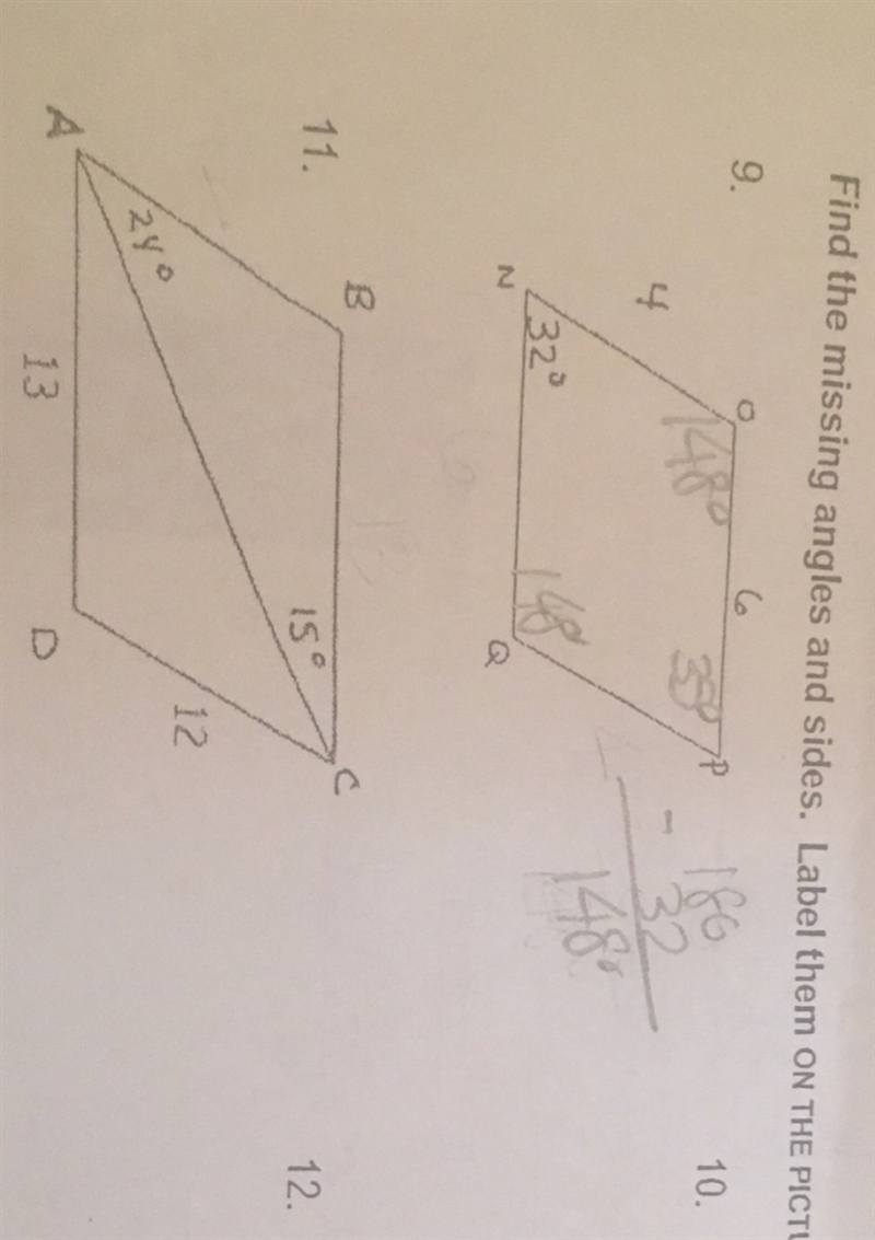 Find the missing angles and sides-example-1