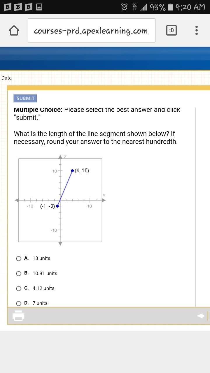 What is the length of the line segment shown below? If necessary, round your answer-example-1