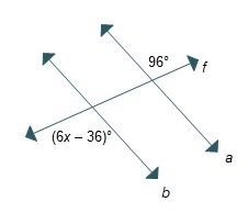 What must be the value of x so that lines a and b are parallel lines cut by transversal-example-1