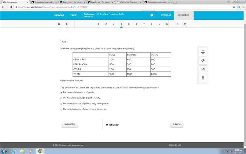 Refer to diagram. The percent of all voters are registered Democrats is part of which-example-1