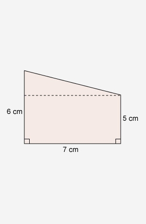 What is the area of this shape? A.) 33.5 sq. cm B.) 38.5 sq. cm C.) 42 sq. cm D.) 56 sq-example-1