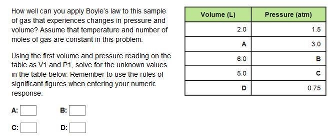 Using the first volume and pressure reading on the table as V1 and P1, solve for the-example-1