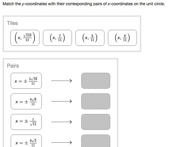 Need math help please. Match the y-coordinates with their corresponding pairs of x-example-1