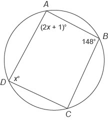 ​ Quadrilateral ABCD ​ is inscribed in this circle. What is the measure of angle A-example-1