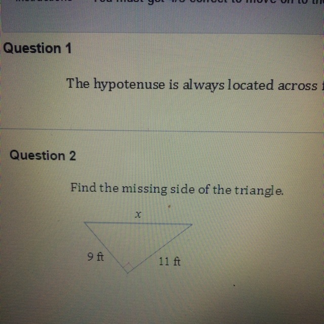 Find the missing side of the triangle-example-1