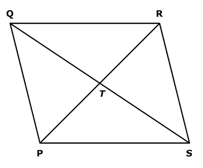 In the figure below, PT = 2x TR = y + 4 QT = x + 2 and TS = y (picture attached below-example-1