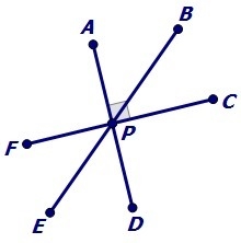 Given: AD, BE and FC intersect at point P. AD⊥FC. Write at least 6 algebra equations-example-1