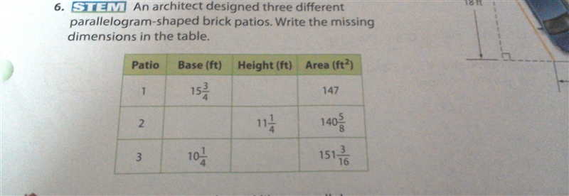 an architect designed three different parallelograms shaped brick patios. write the-example-1