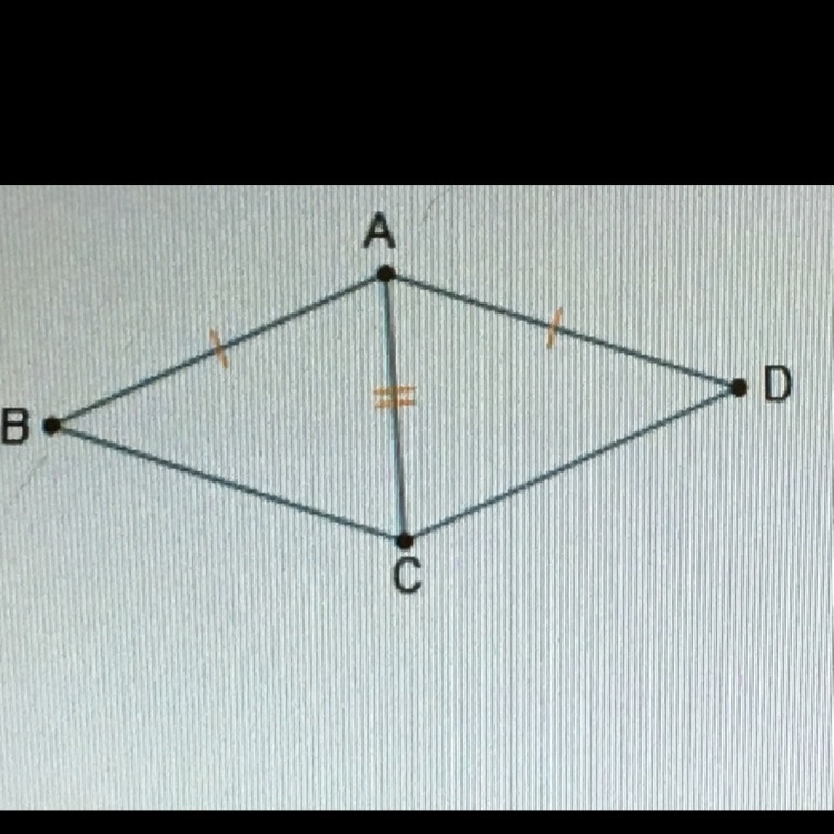 Could triangle ABC be congruent to triangle ADC by SSS? Explain. a.Yes but only if-example-1