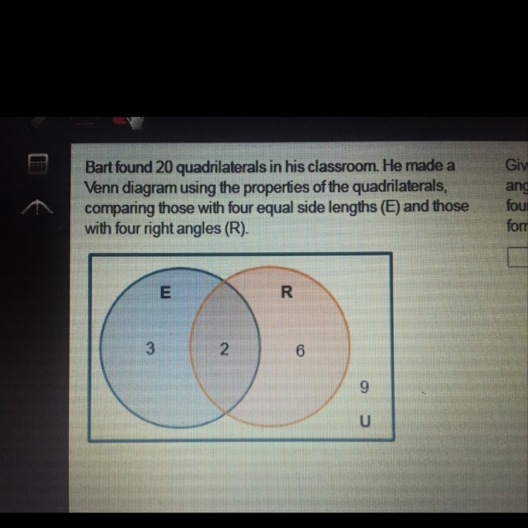 Given that a randomly chosen quadrilateral has four right angles, what is the probability-example-1