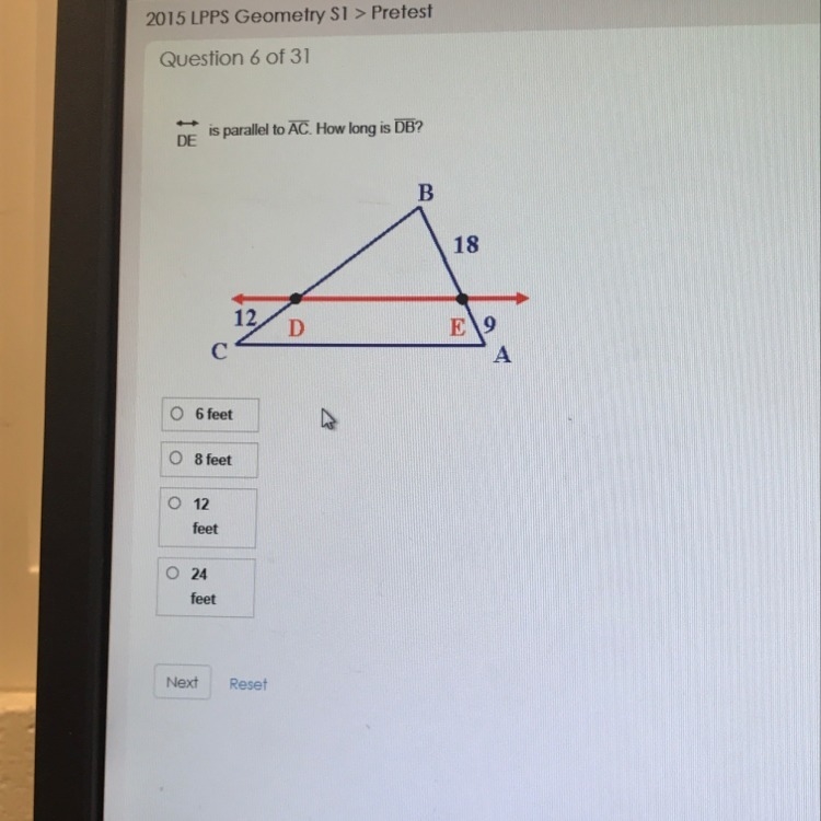 DE is parallel to AC. How long is DB-example-1