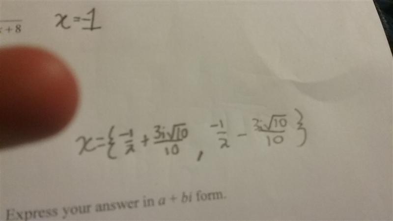 Complex number equation. Solve for X over complex numbers. 5 (2x-1)^2 +9 I got the-example-1