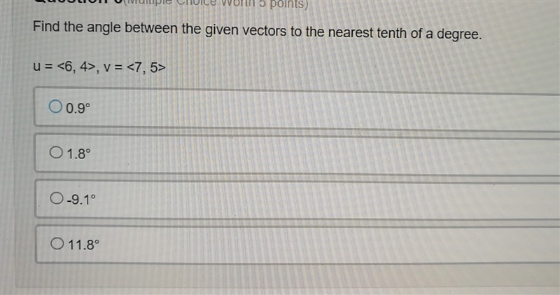 Find the angle between the given vectors to the nearest tenth of a degree. E <6, 4&gt-example-1