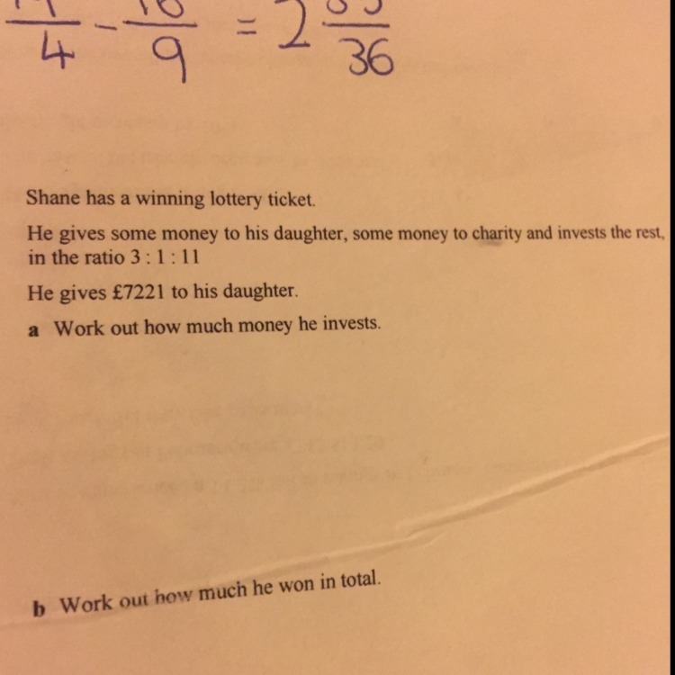 Shane has a winning lottery ticket. He gives some money to his daughter, some money-example-1