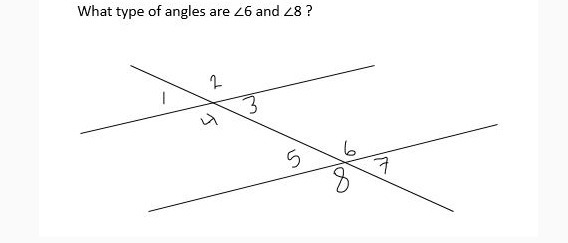 What type of angles are 6 and 8?-example-1