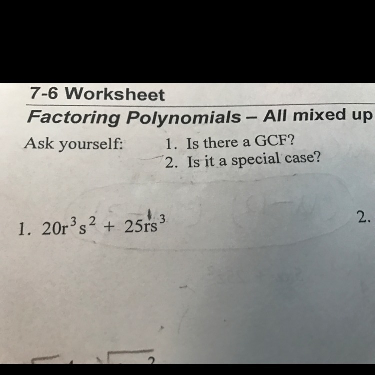 Factoring polynomial. Is there a GCF? Please do number 1-example-1